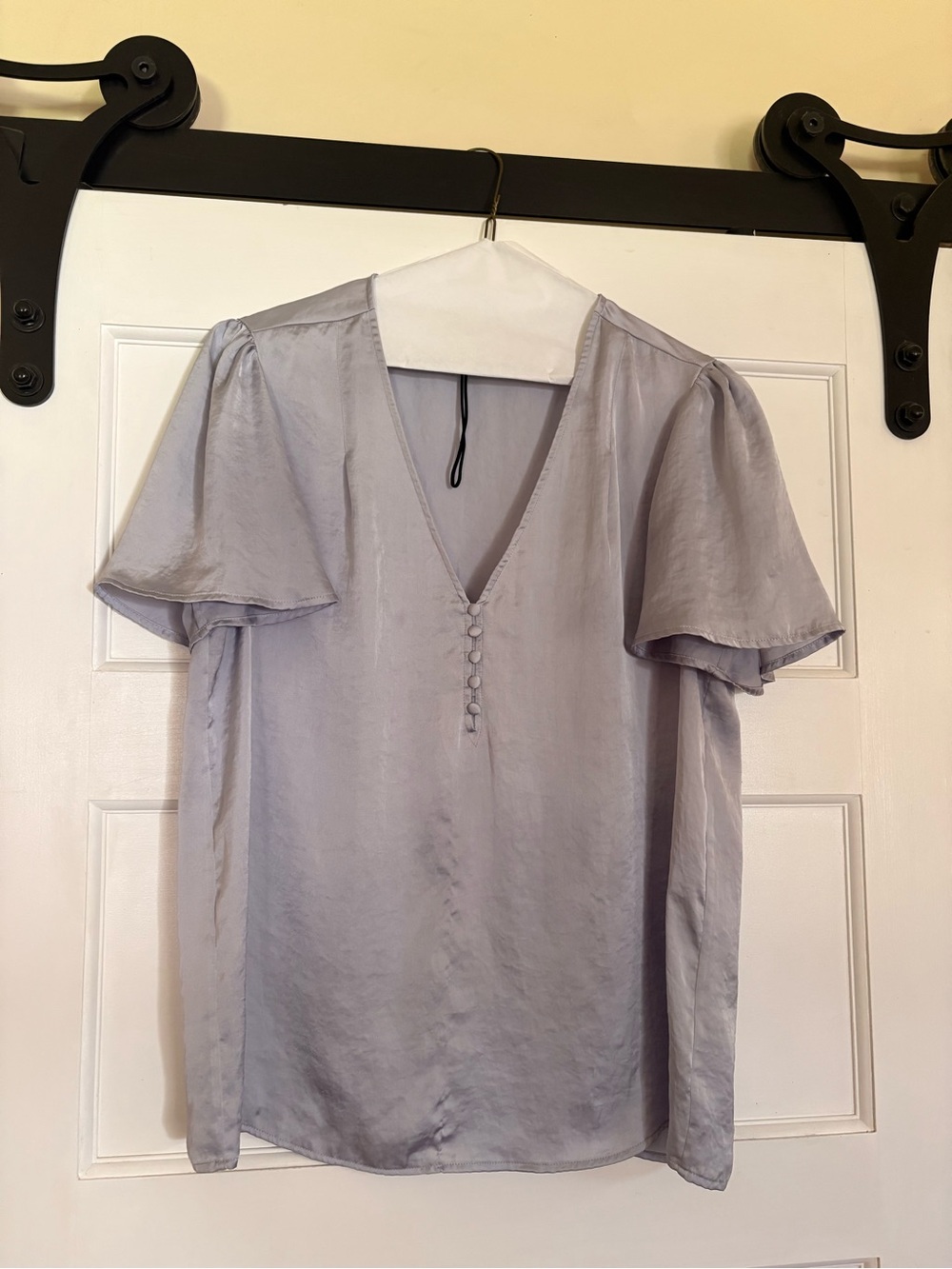 PAIGE Soft Lilac V-Neck Flutter Sleeve Blouse